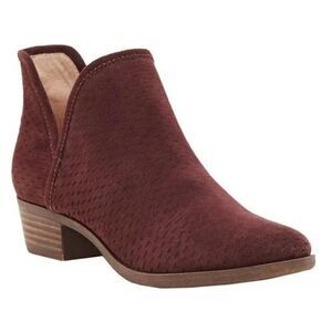 Lucky Brand Women's Size 7.5M Maroon Wine Baley Ankle Boots, Suede Booties